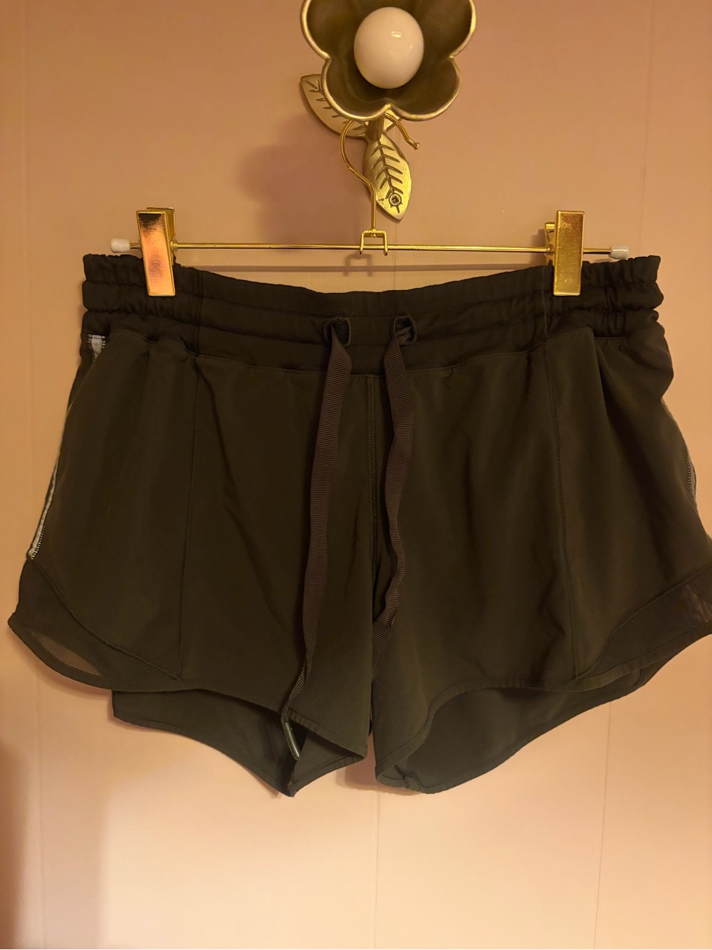Women's Olive Drawstring Athletic Shorts